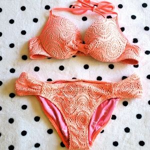 VS Pink Crochet Bikini 👙 Size S